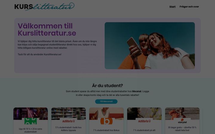 Screenshot of kurslitteratur.se