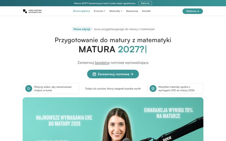 Screenshot of kursmaturamatematyka.pl