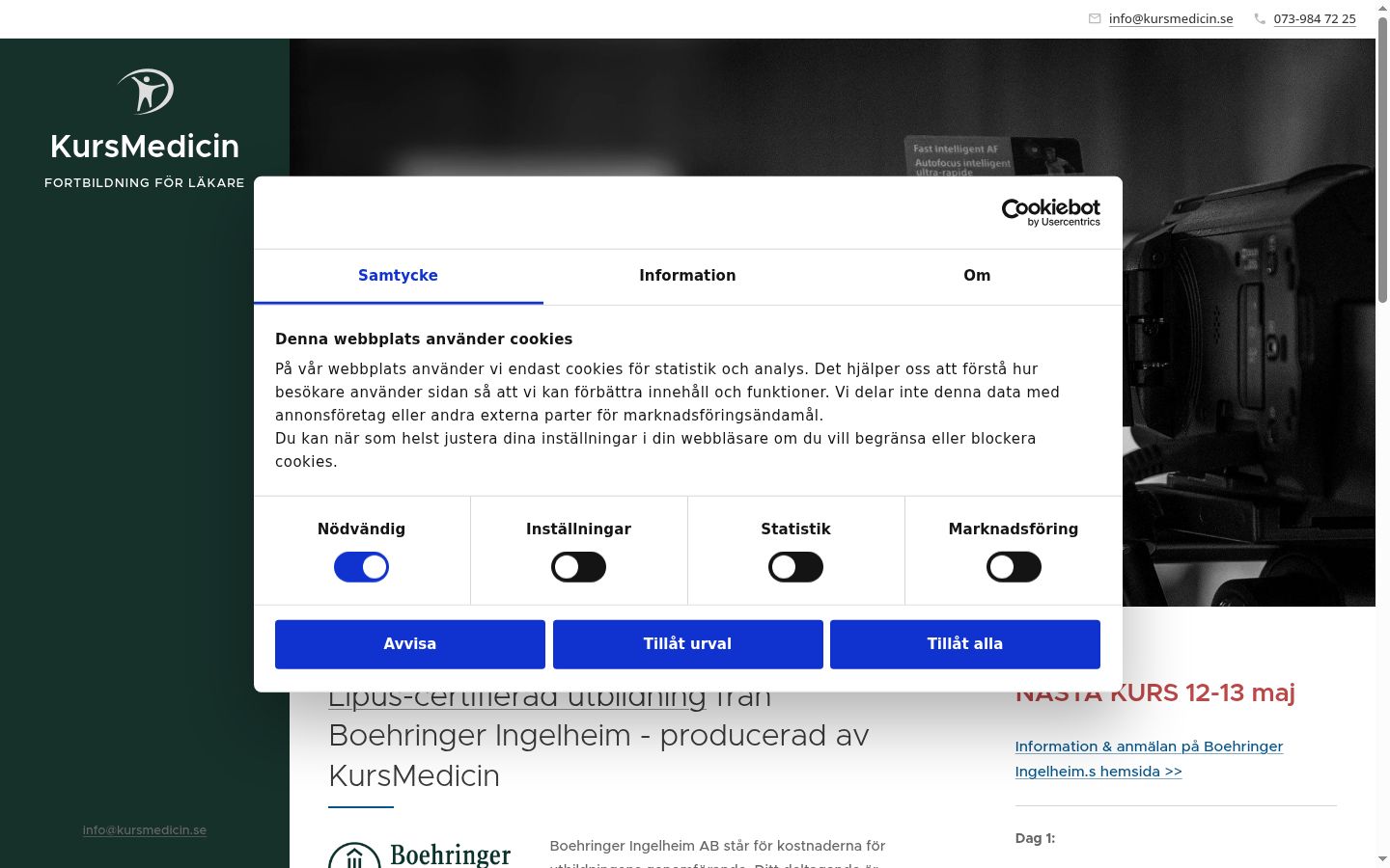 Ekrānuzņēmums ar piekrišanas baneri, kas tika rādīts pirms jebkādas mijiedarbības