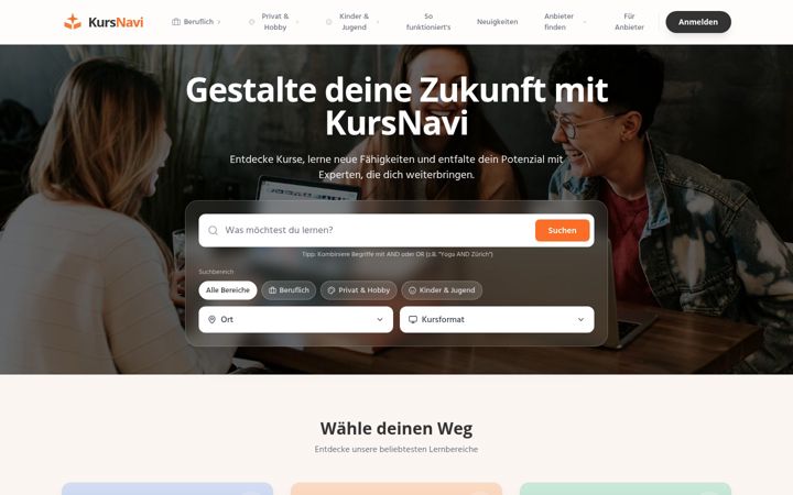 Screenshot of kursnavi.ch