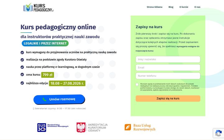 Screenshot of kurspedagogiczny.pl