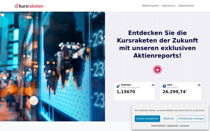Screenshot of kursraketen.net