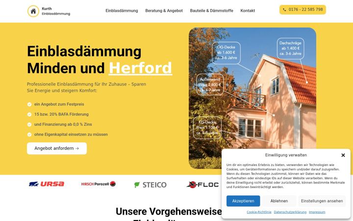 Screenshot of kurth-einblasdaemmung.de