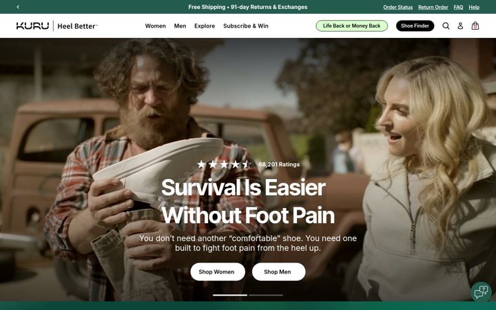 Screenshot of kurufootwear.com