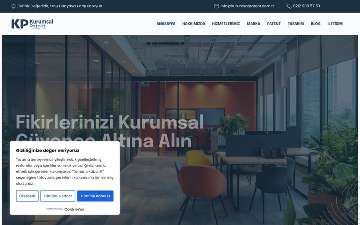 Screenshot of kurumsalpatent.com.tr