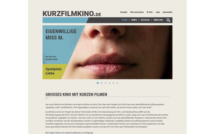 Screenshot of kurzfilmkino.de