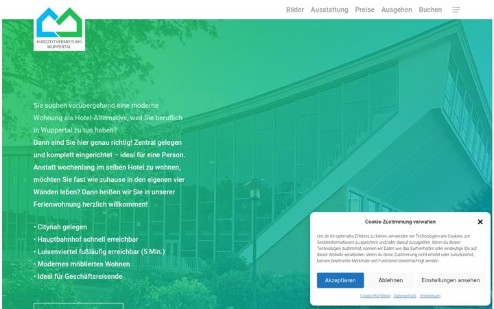 Screenshot of kurzzeitvermietung-wuppertal.de
