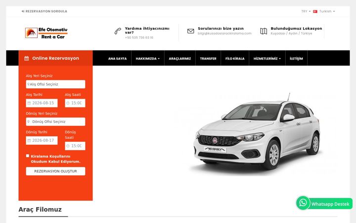 Screenshot of kusadasiarackiralama.com