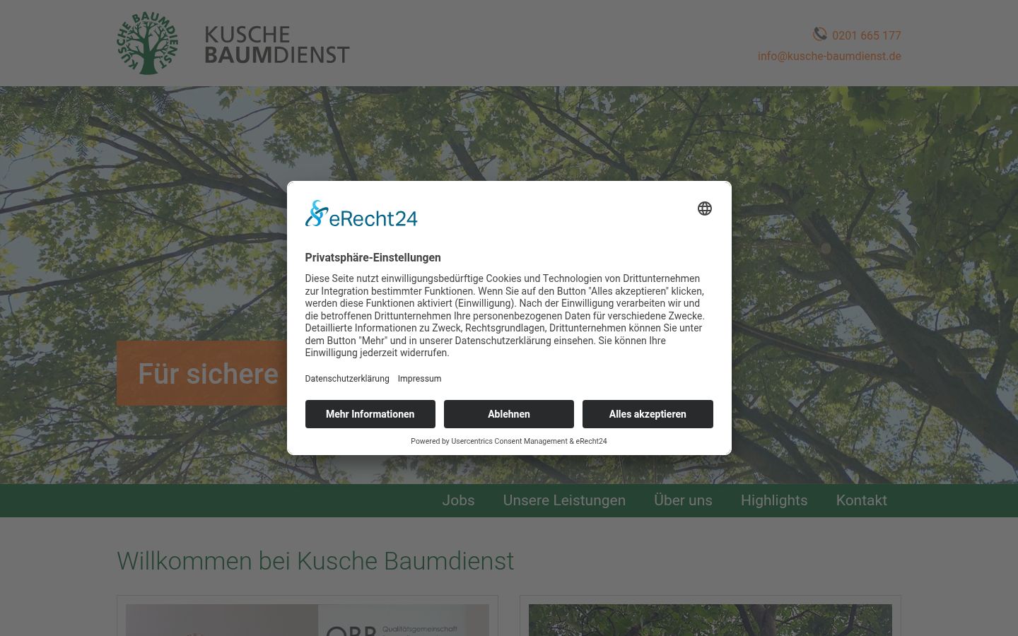 Screenshot van de toestemmingsbanner zoals getoond vóór enige interactie