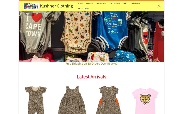Screenshot of kushnerclothing.com