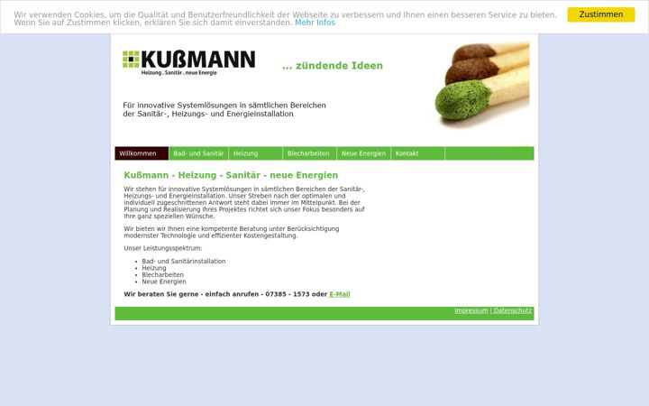 Screenshot of kussmann-heizung.de