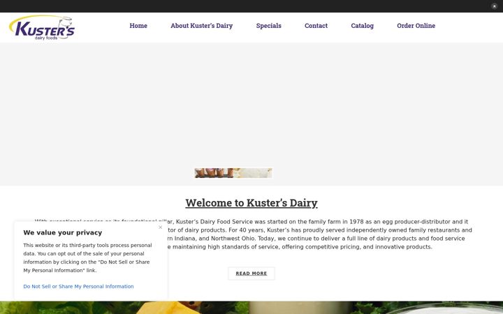 Screenshot of kustersdairy.com