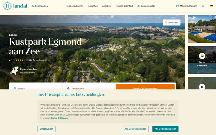 Screenshot of kustparkegmondaanzee.de