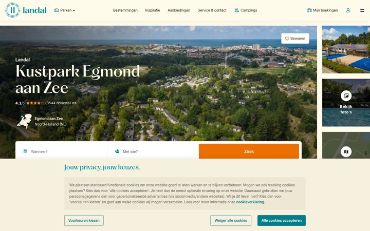 Screenshot of kustparkegmondaanzee.nl