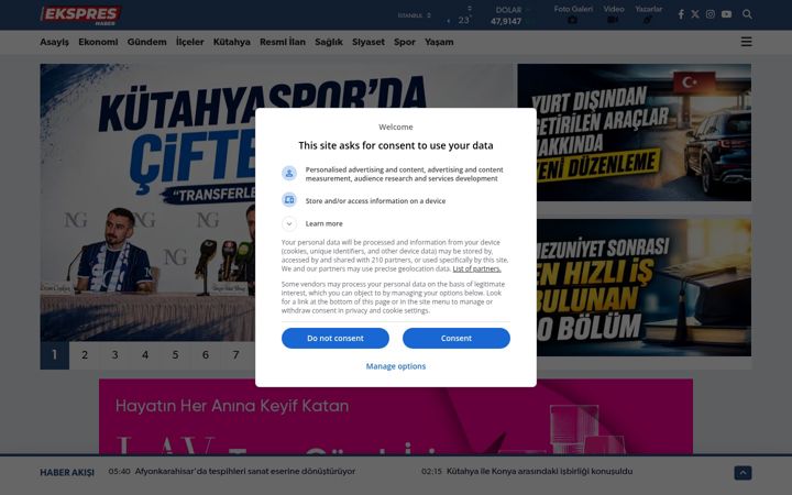 Screenshot of kutahyaekspres.com