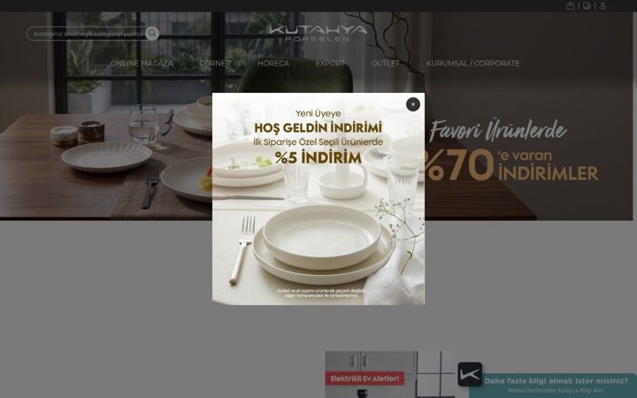 Screenshot of kutahyaporselen.com