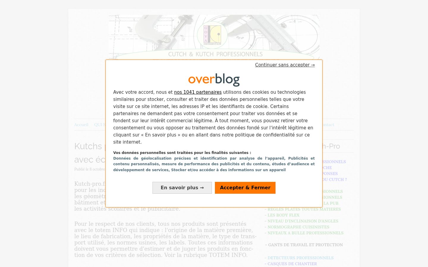 Capture d'écran de la bannière de consentement affichée avant toute interaction