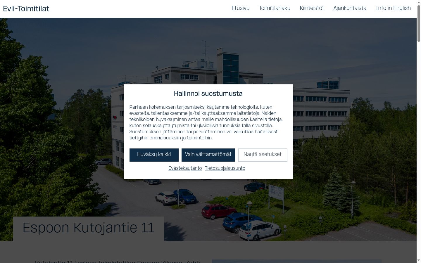 Sutikimo reklamjuostės, rodytos prieš bet kokią sąveiką, ekrano kopija