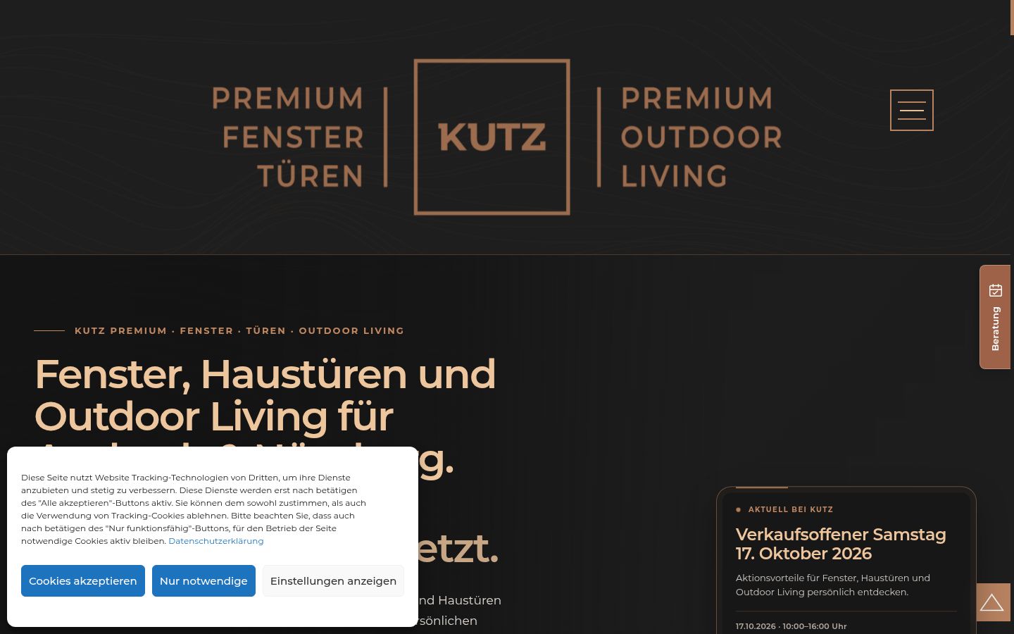 Screenshot des Einwilligungsbanners vor jeglicher Interaktion