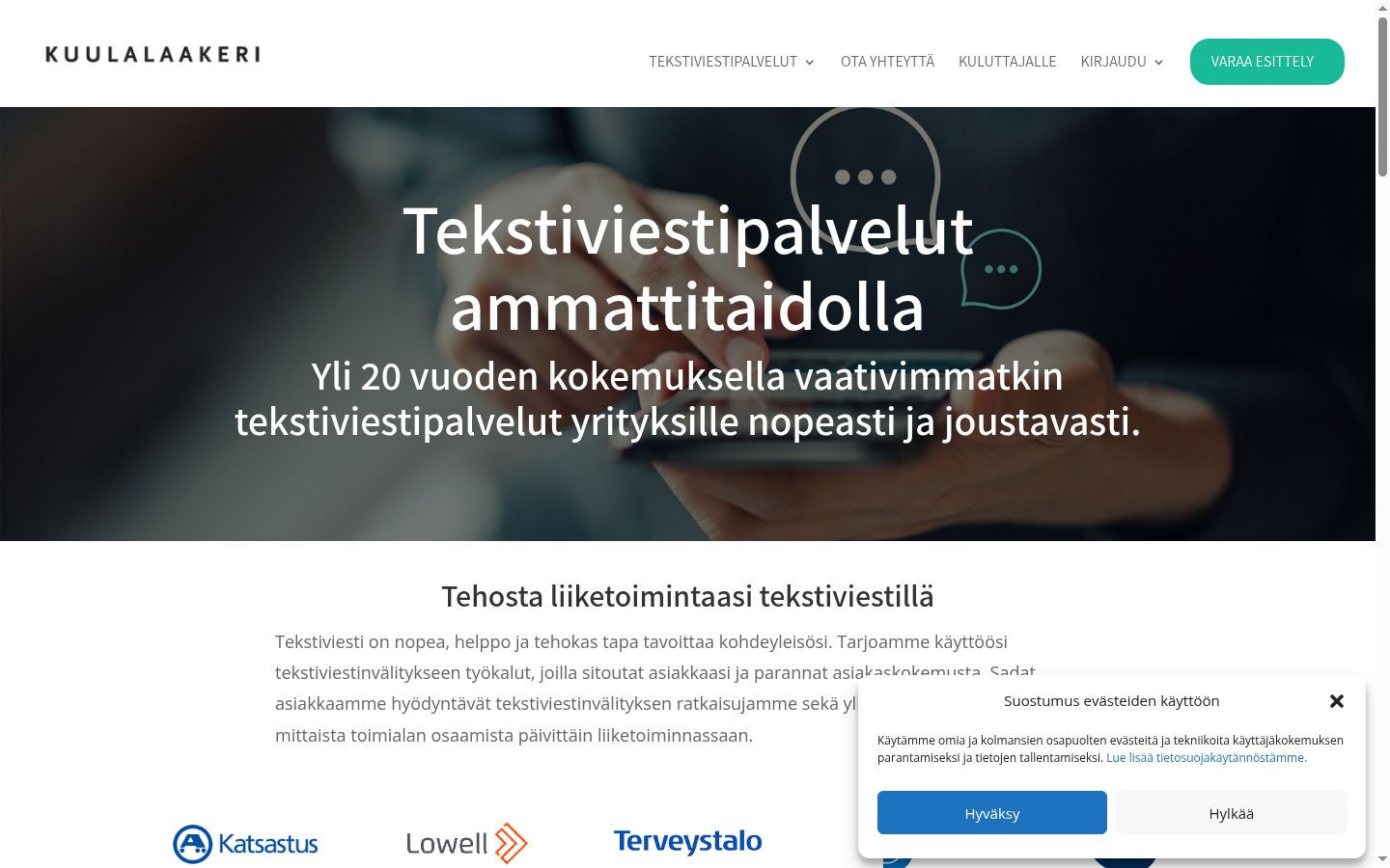 Screenshot del banner di consenso mostrato prima di qualsiasi interazione