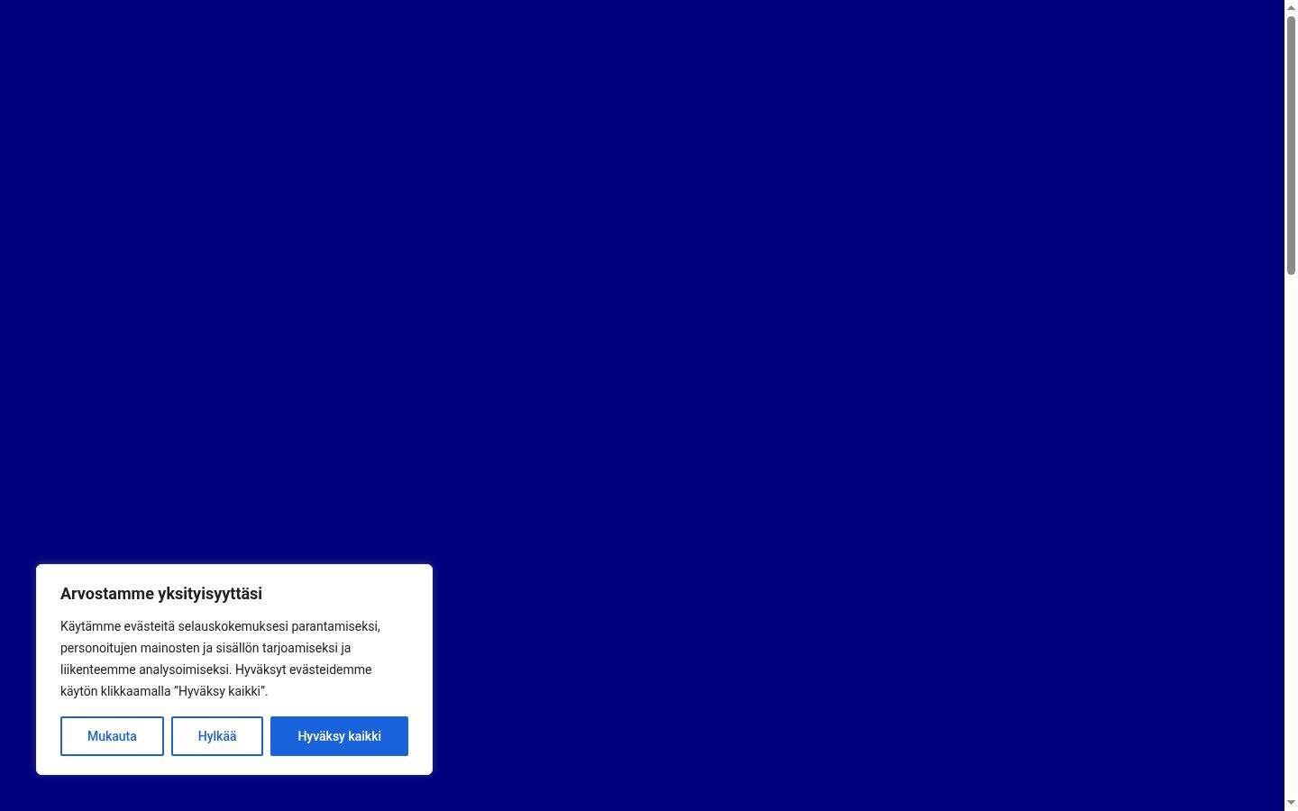 Screenshot του banner συγκατάθεσης που εμφανίστηκε πριν από οποιαδήποτε αλληλεπίδραση