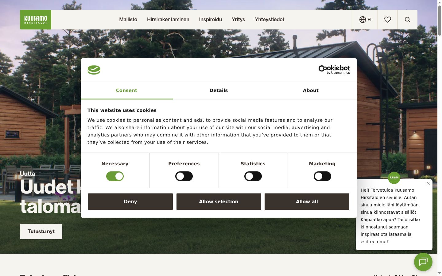 Screenshot of the consent banner shown before any interaction