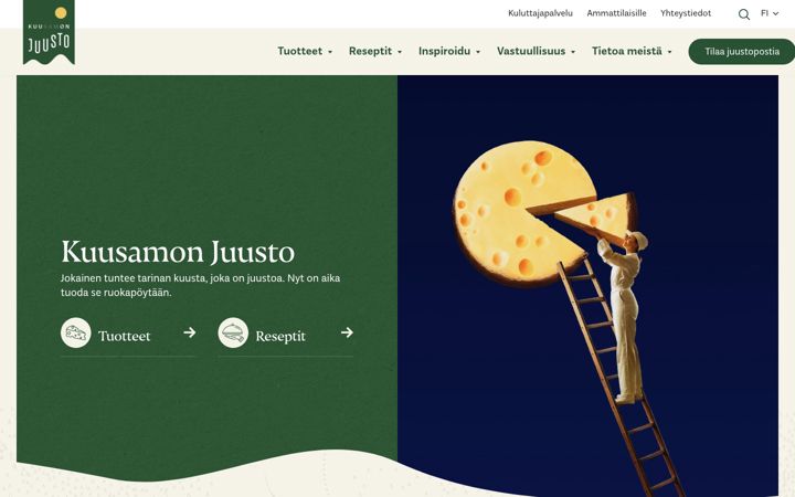 Screenshot of kuusamonjuusto.fi