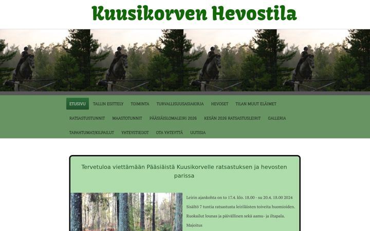 Screenshot of kuusikorvenhevostila.com
