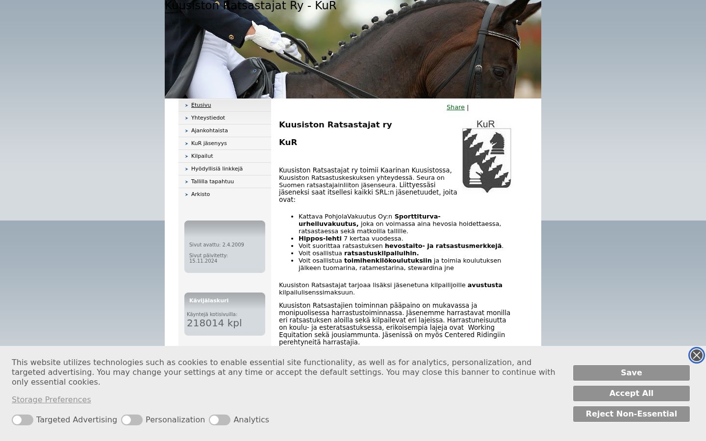 Capture d'écran de la bannière de consentement affichée avant toute interaction