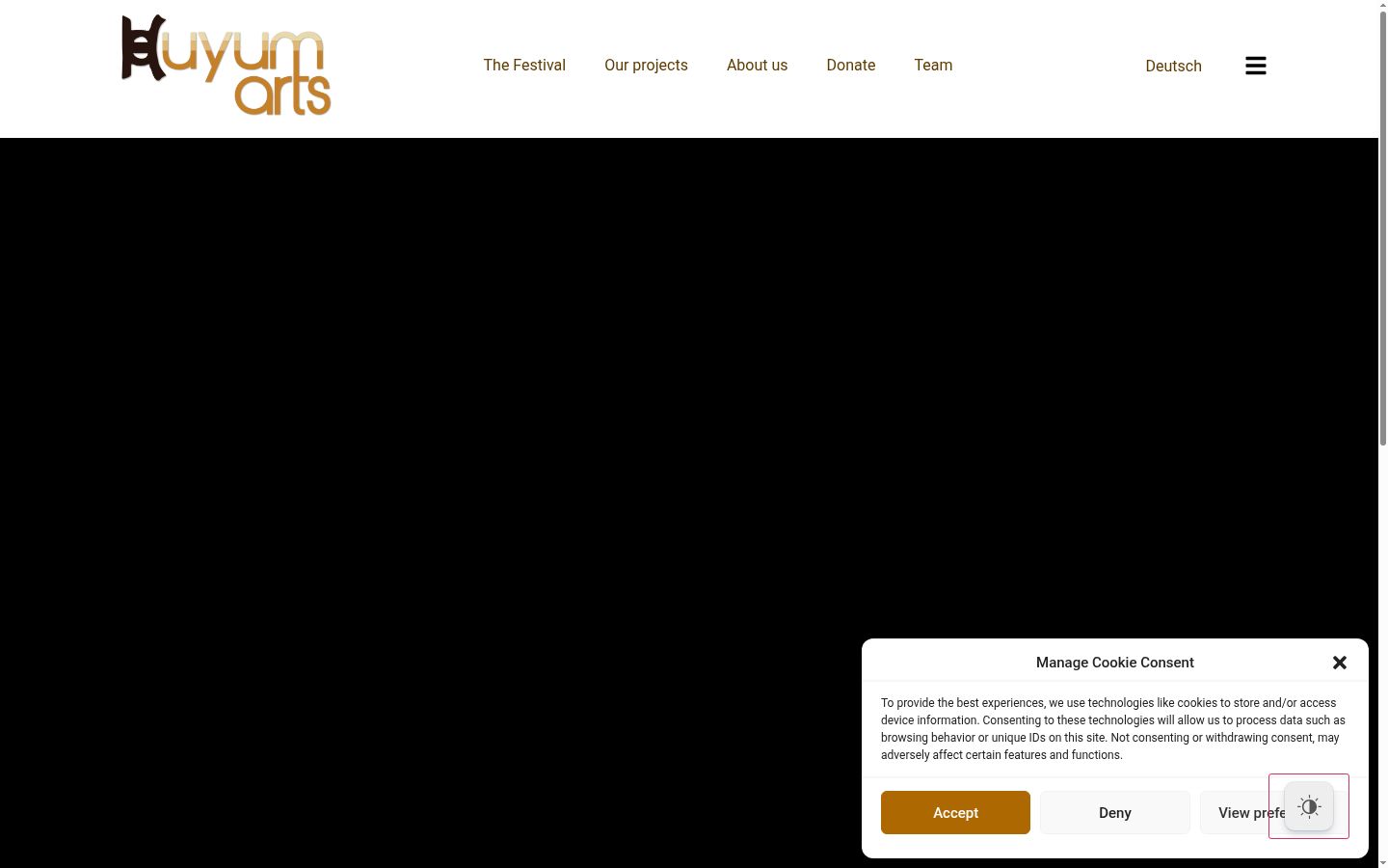 Screenshot del banner di consenso mostrato prima di qualsiasi interazione