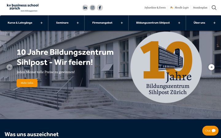 Screenshot of kv-business-school.ch