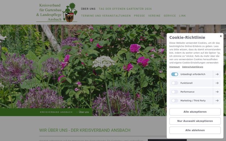 Screenshot of kv-gartenbauvereine-ansbach.de
