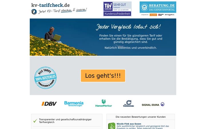Screenshot του kv-tarifcheck.de