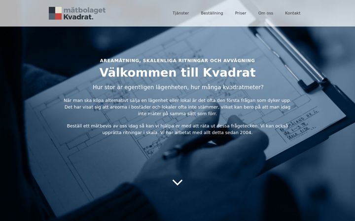 Screenshot of kvadrat-areamatning.se