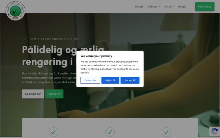 Screenshot of kvalitetsrengoring.dk
