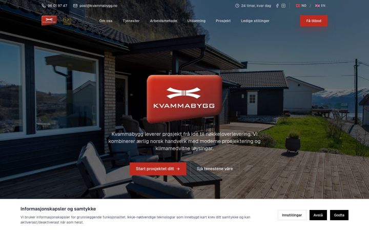 Screenshot of kvammabygg.no