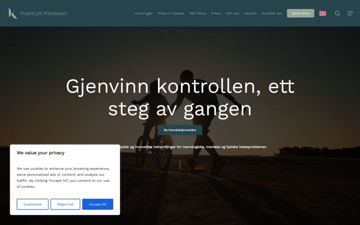 Screenshot of kvantumklinikken.no