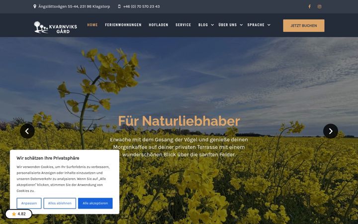 Screenshot of kvarnviksgard.de