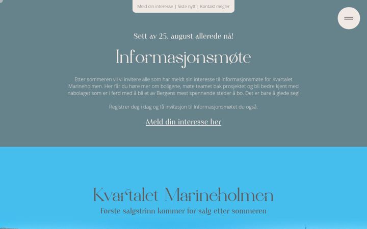 Screenshot of kvartaletmarineholmen.no