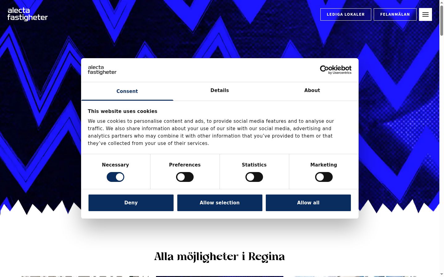 Kuvakaappaus suostumusbannerista, joka näytettiin ennen mitään vuorovaikutusta