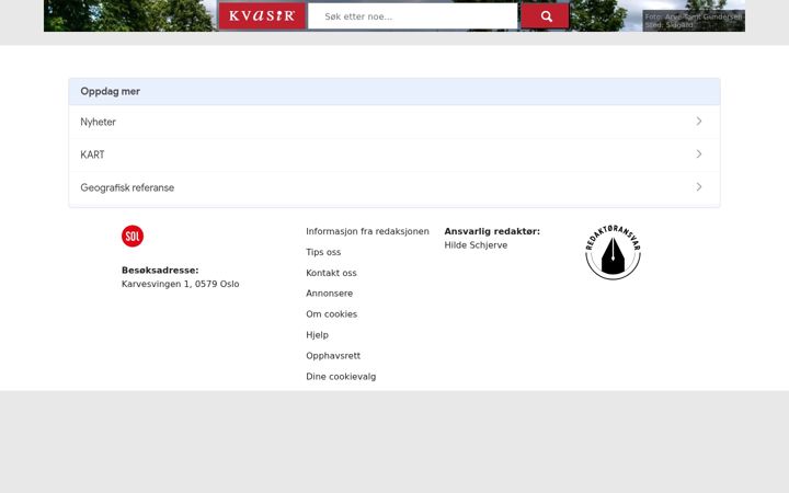 Screenshot of kvasir.no