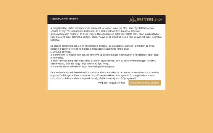 Screenshot of kvaterkashop.hu