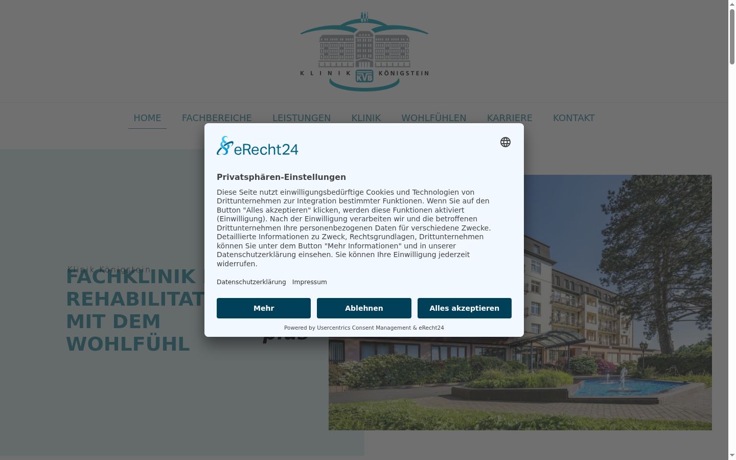 Screenshot des Einwilligungsbanners vor jeglicher Interaktion