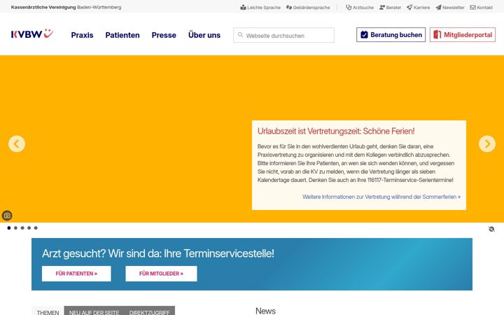Screenshot of kvbawue.de