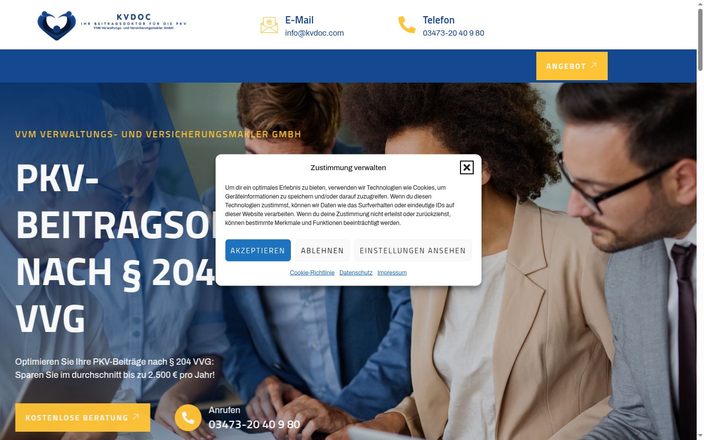 Screenshot del banner di consenso mostrato prima di qualsiasi interazione