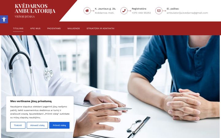 Screenshot of kvedarnosambulatorija.eu