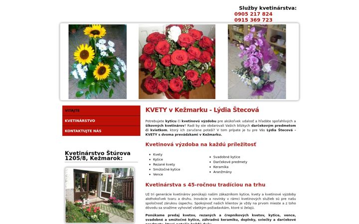 Screenshot of kvetykezmarok.sk