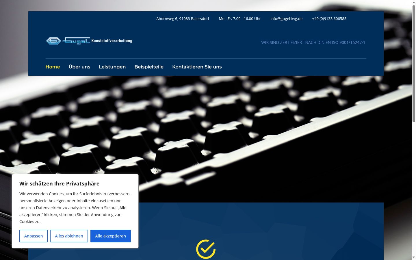 Screenshot del banner di consenso mostrato prima di qualsiasi interazione