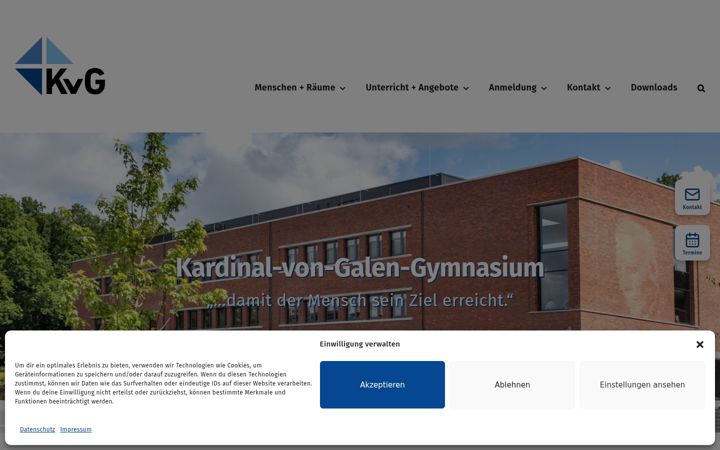 Screenshot of kvg-gymnasium.de