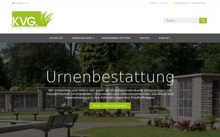 Screenshot of kvg-urnenanlagen.de